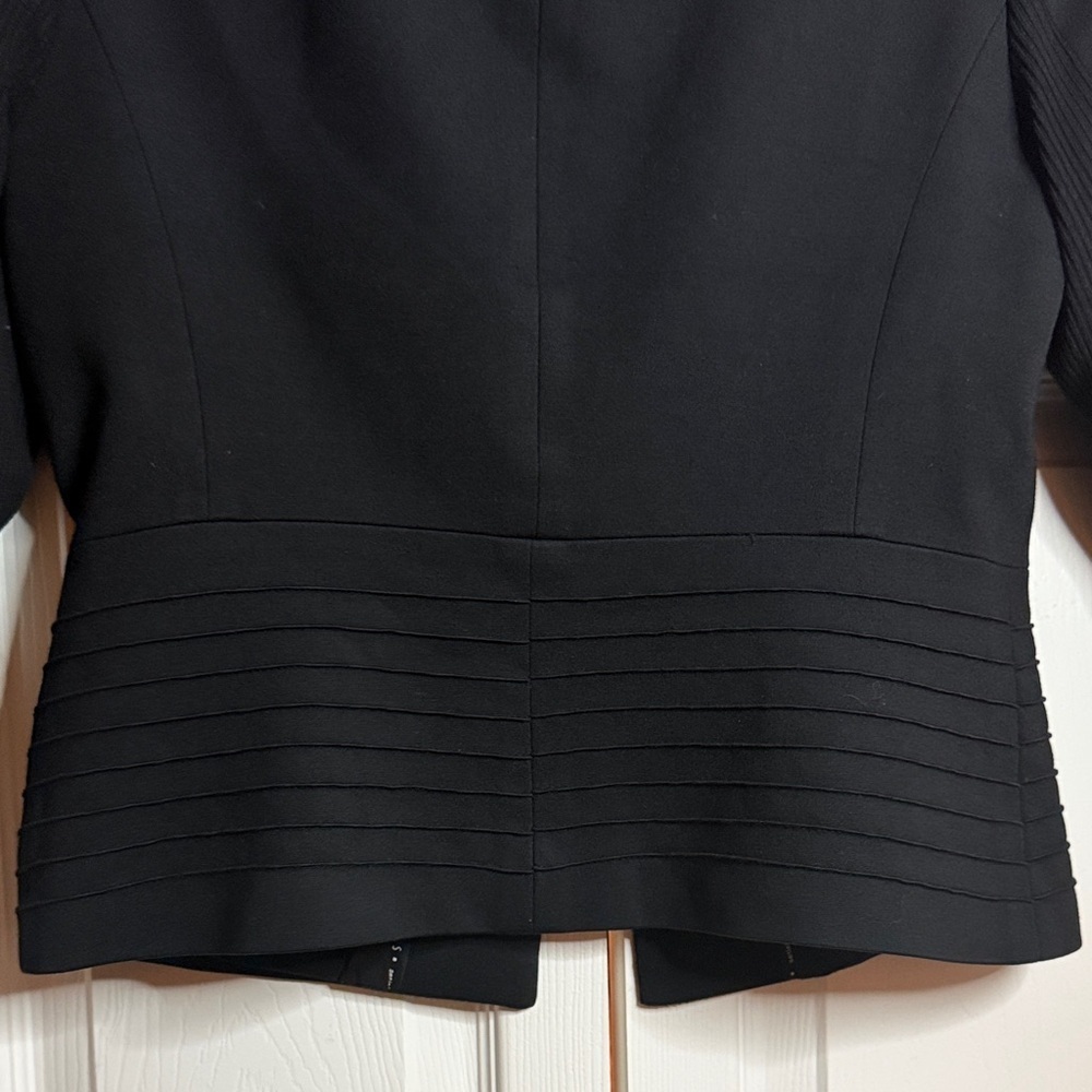 Iris Setlakwe Black Blazer Size 8 | Faux Leather Trim | Modern Tailored Jacket - Picture 8 of 10